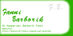 fanni barborik business card